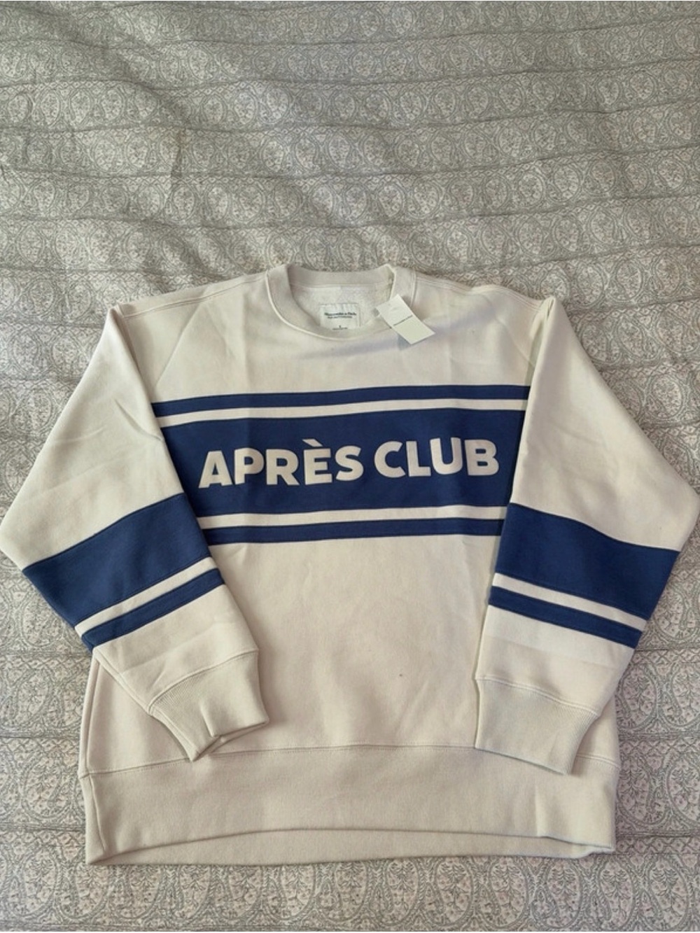 Abercrombie & Fitch Cream Sweatshirt with Navy Stripes